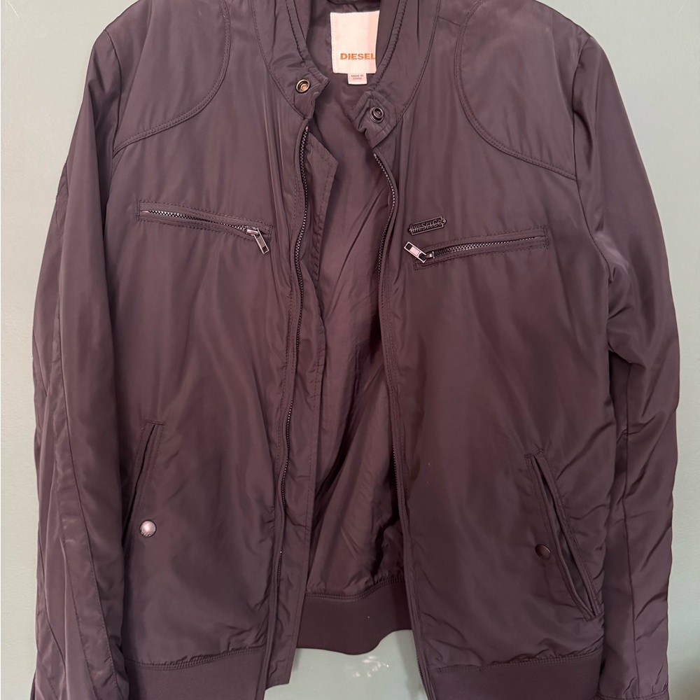 Diesel Black Nylon Lightweight Moto Jacket NWOT Small